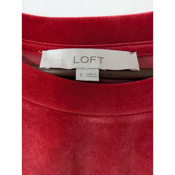 Loft Womens Velvet Long Puff Sleeve Copper Red Top Size‎ Small Office Casual - Picture 4 of 6